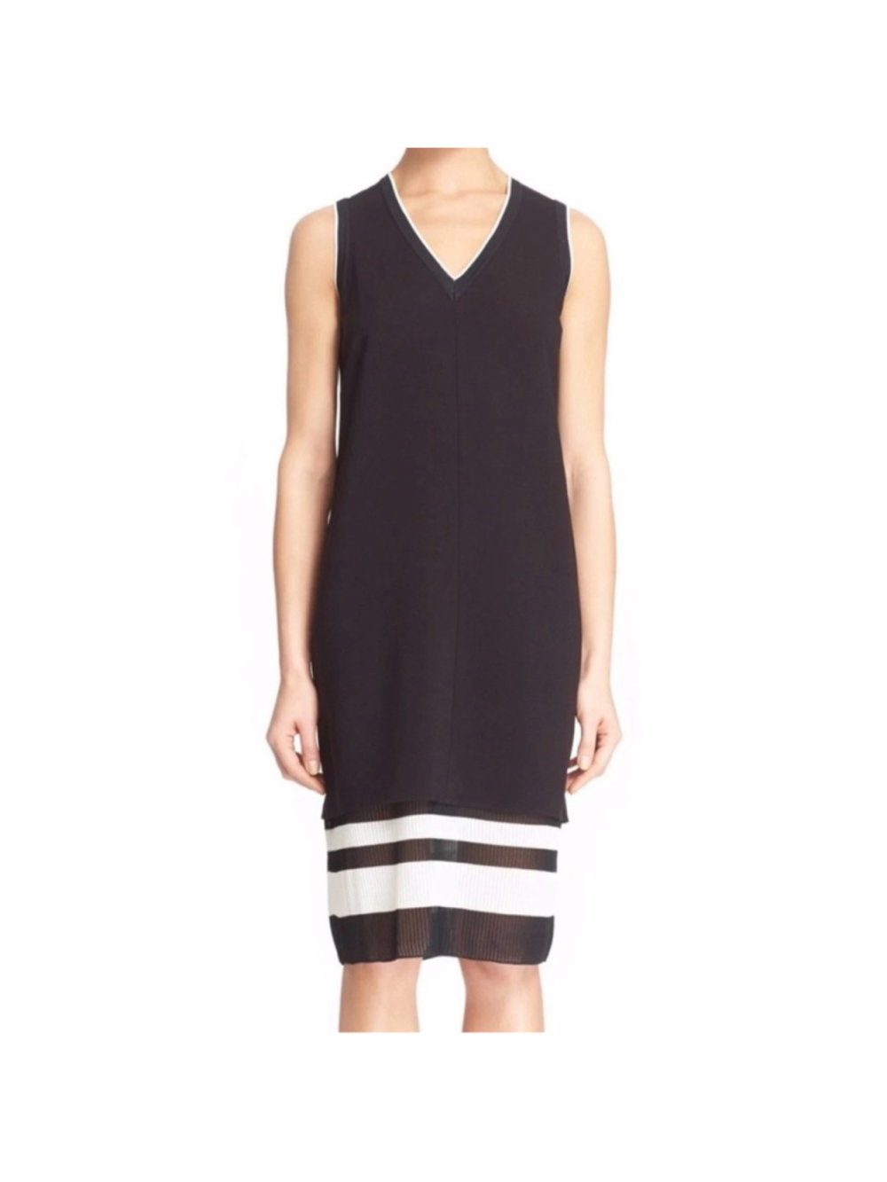 VINCE. Sleeveless Double Layer Dress BLack/White Size 2